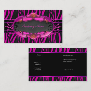 Elegante Zebra Hot Pink Schwarze Boutique-Karte 4 Visitenkarte