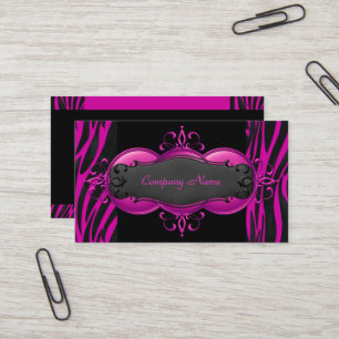 Elegante Zebra Hot Pink Schwarze Boutique-Karte Visitenkarte