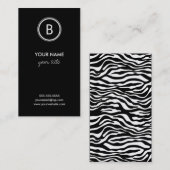 Elegante Zebra-Monogramm-Visitenkarten Visitenkarte (Vorne/Hinten)