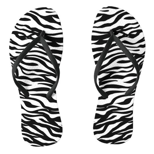 Elegante Zebra Muster Schwarz-Weiß Flip Flops Badesandalen (Fußbett)