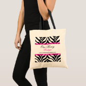 Elegante Zebra Print and Pink Lace Personalisiert  Tragetasche (Vorderseite (Produkt))