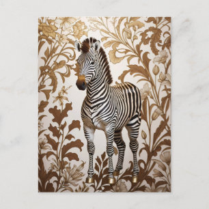Elegante Zebra William Morris inspiriert Postkarte
