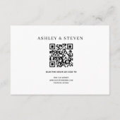 Elegante Zeilen und QR-Code, schwarz und weiß Begleitkarte (Rückseite)