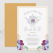 Elegante Zeit für Tea Floral Brautparty Einladung (Vorne/Hinten)