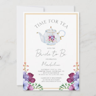 Elegante Zeit für Tea Floral Brautparty Einladung