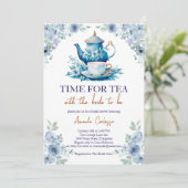 Elegante Zeit für Tee-Brautparty Einladung (Stehend Vorderseite)