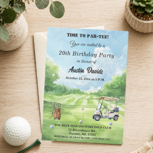 Elegante Zeit zum Par-Tee 20. Golf-Geburtstagspart Einladung