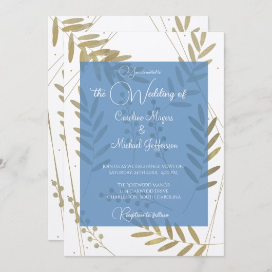 Elegante zeitlose Akzente aus weichem Gold Einladung (Vorne/Hinten)