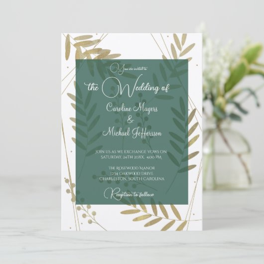 Elegante zeitlose Akzente aus weichem Gold Einladung (Stehend Vorderseite)