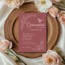 Elegante zeitlose Rose-Mauve-Quinceañera-Einladung