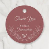 Elegante zeitlose Rose Mauve Quinceañera Gefälligu Geschenkanhänger (Vorderseite)