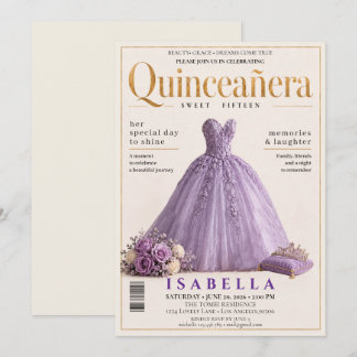Elegante Zeitschriftencover Quinceanera-Einladung Einladung