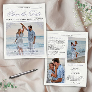 Elegante Zeitung Lila Hochzeit retten das Datum