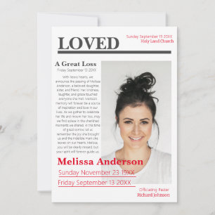 Elegante Zeitungsstil-Beerdigung Einladung