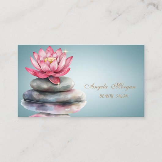 Elegante Zen Stones Blue Lotus Blume Visitenkarte (Vorderseite)