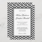 Elegante Zickzack Hochzeits-Schwarzweiss-Einladung Einladung (Vorne/Hinten)