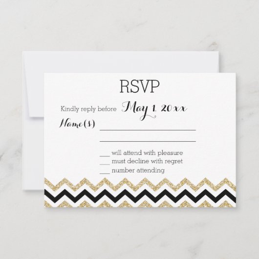 Elegante Zickzack Hochzeitskarten RSVP Karte (Vorderseite)