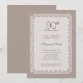 Elegante Zierfeier 90. Geburtstagsparty Einladunge Einladung (Vorne/Hinten)