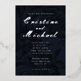 Elegante Ziergegenstände, silberne Hochzeitfolie Folieneinladung