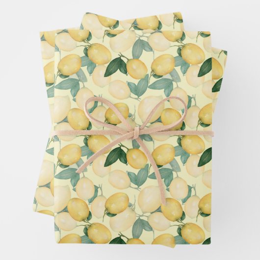 Elegante Zitronen auf Gelb Geschenkpapier Set (Beispiel)