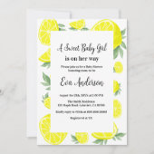 Elegante Zitronen Babydusche Einladung (Vorderseite)