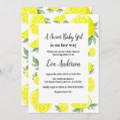 Elegante Zitronen Babydusche Einladung (Vorne/Hinten)