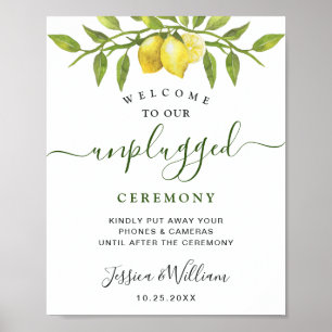 Elegante Zitronen Florale Unplugged Hochzeitszerem Poster