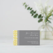 Elegante Zitronen-graue Damast-Visitenkarten Visitenkarte (Stehend Vorderseite)