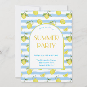 Elegante Zitronen Sommerparty-Einladung Einladung