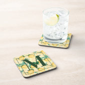 Elegante Zitronen und Grünpflanzen Getränkeuntersetzer (Rechte Seite)