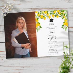 Elegante Zitronenblüten-Hochzeitsfoto Einladung