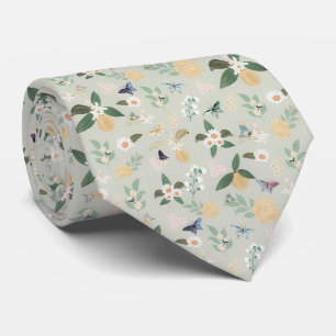 Elegante Zitronenblüten Schmetterlinge Krawatte