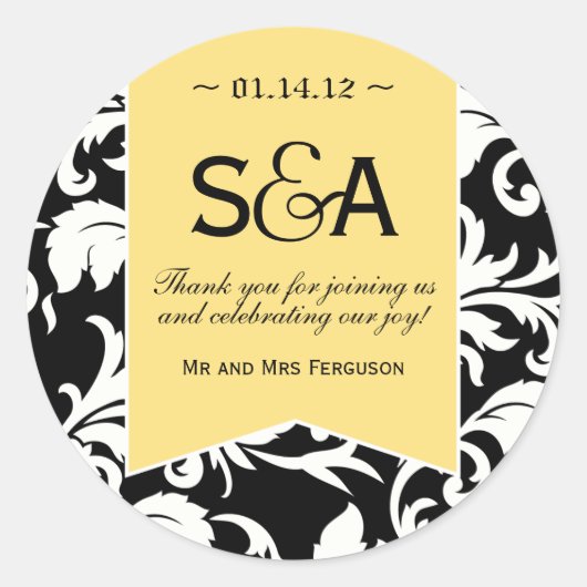 Elegante zitronengelbe runder aufkleber (Vorderseite)