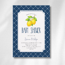 Elegante Zitronenschleife Navyblau Diamant-Baby-Pa Einladung