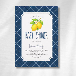 Elegante Zitronenschleife Navyblau Diamant-Baby-Pa Einladung