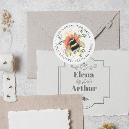 Elegante Zitrus Botanische Hummel | Anschrift Runder Aufkleber