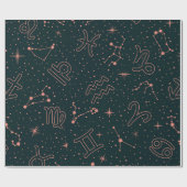 Elegante Zodiakkonstellationen und Astrologie-Symb Geschenkpapier (Flach)