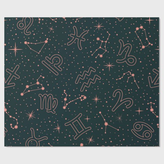 Elegante Zodiakkonstellationen und Astrologie-Symb Geschenkpapier (Flach)