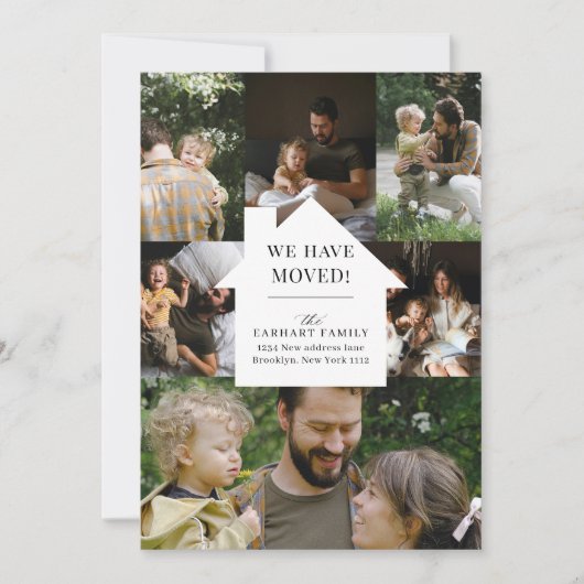 Elegante Zuhause Foto Collage Moving Ankündigung (Vorderseite)