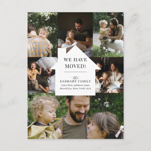 Elegante Zuhause Foto Collage Moving Ankündigung Postkarte (Vorderseite)