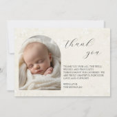 Elegante zwei Baby Fotos Beige Geburtshinweise Ankündigung (Rückseite)