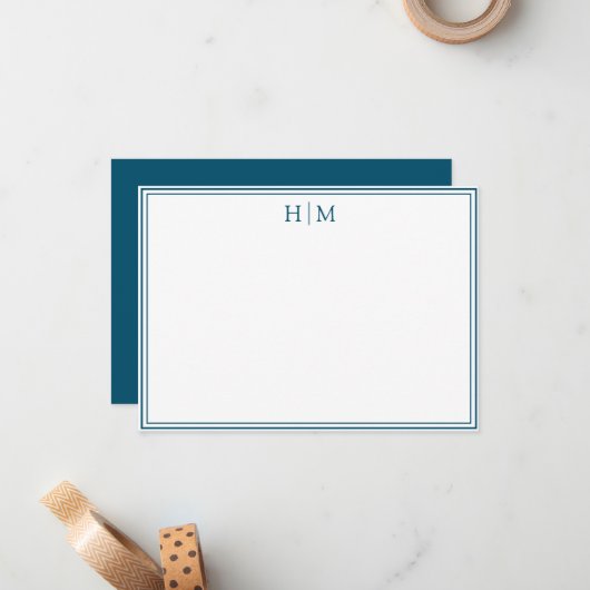 Elegante zwei einfache Monogramm-Note Mitteilungskarte (Vorderseite/Rückseite Beispiel)