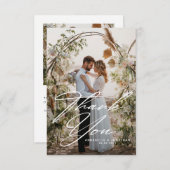 Elegante Zwei-Foto-Hochzeit Dankeskarte (Vorne/Hinten)