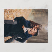 Elegante Zwei-Foto-Script-Hochzeit speichern Sie d Ankündigungspostkarte (Rückseite)