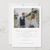 Elegante Zwei-Foto-Skript Minimalistische Hochzeit Dankeskarte (Rückseite)