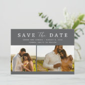 Elegante zwei Fotos Hochzeit speichern das Datum Save The Date (Stehend Vorderseite)