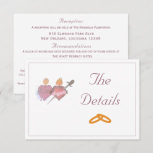 Elegante Zwei-Herzen-Katholische-Hochzeit Begleitkarte