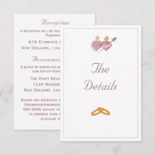 Elegante Zwei-Herzen-Katholische Hochzeit Begleitkarte