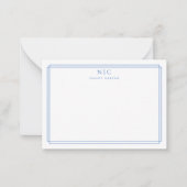 Elegante zwei monogramm leichte blaue geometrische mitteilungskarte (Vorderseite)