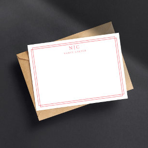 Elegante Zwei-Monogramm-Rosa-Geometrie-Rahmen Mitteilungskarte